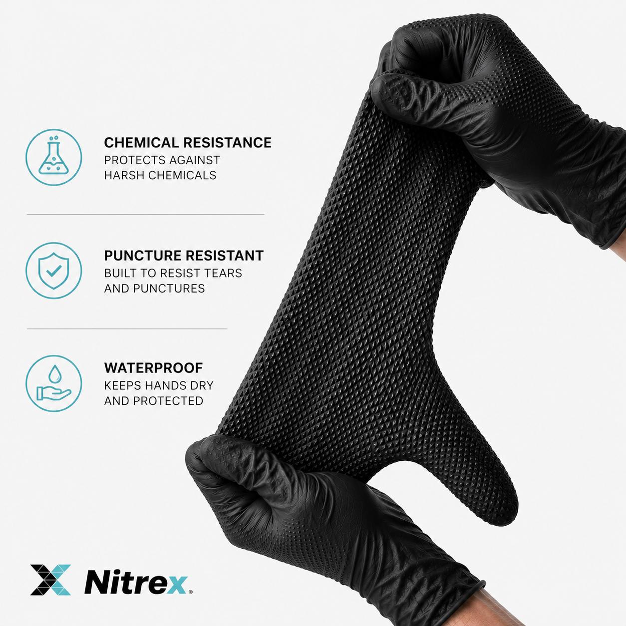 Nitrex Pro® Heavy Duty Diamond Textured Nitrile Gloves — 100 Pack