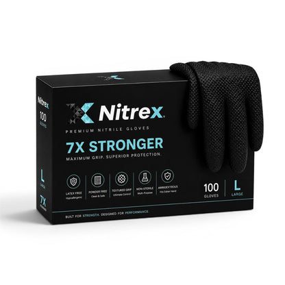 Nitrex Pro® Heavy Duty Diamond Textured Nitrile Gloves — 100 Pack